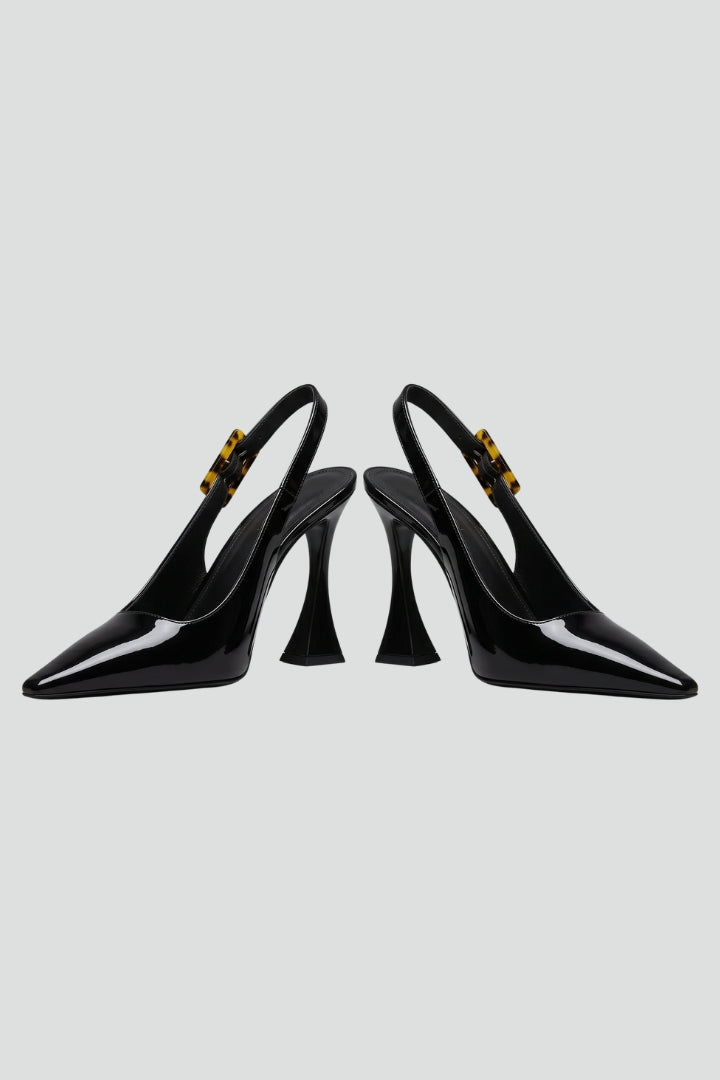 Women's Leather High Heels with Pointed Toe and Open Design