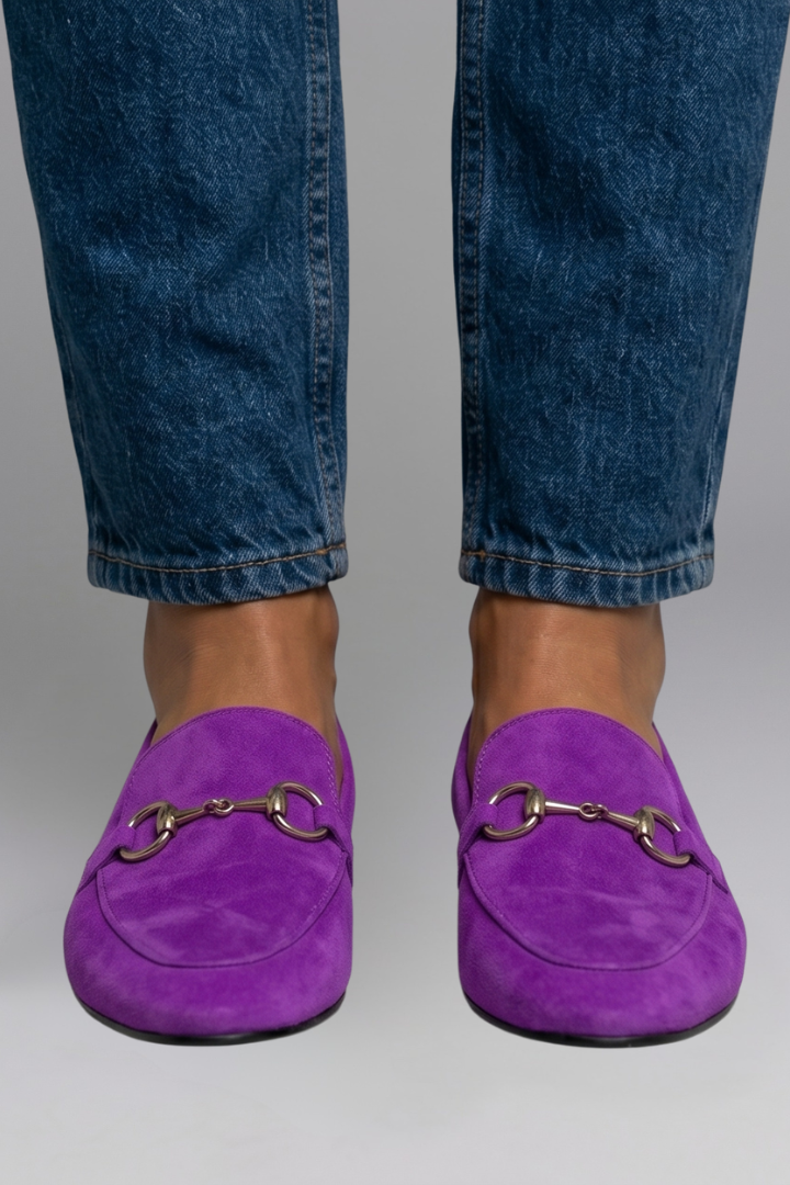 Women's Leather Loafers with Metal Bit for All-Season Wear