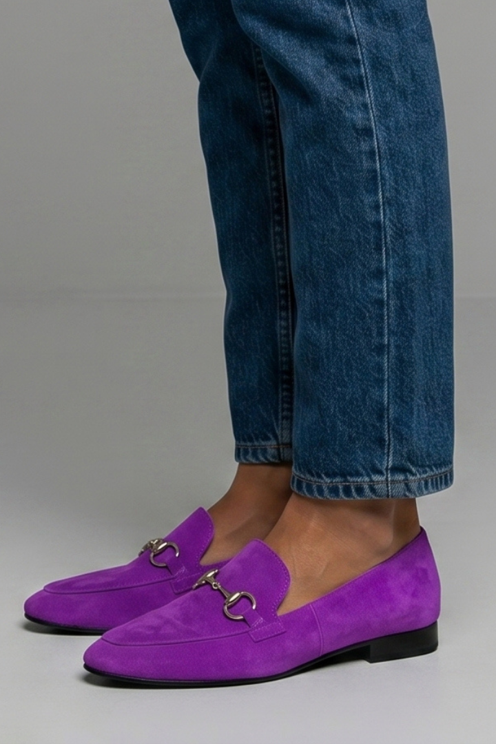 Women's Leather Loafers with Metal Bit for All-Season Wear