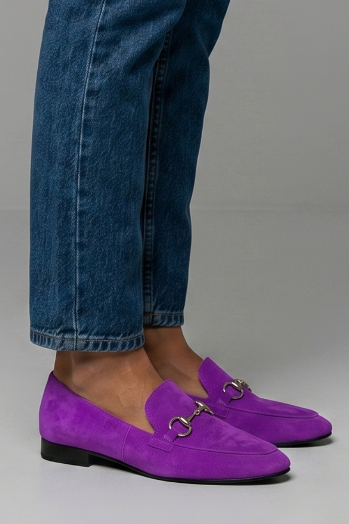 Women's Leather Loafers with Metal Bit for All-Season Wear