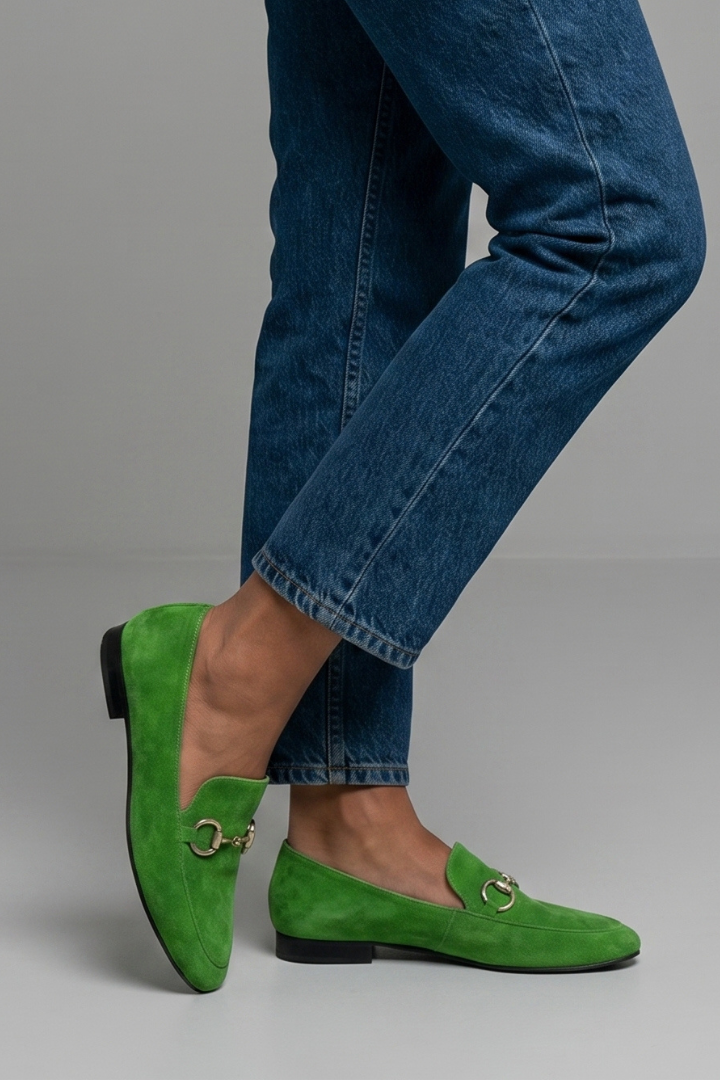 Women's Leather Loafers with Metal Bit for All-Season Wear