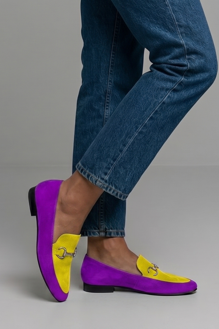 Women's Leather Loafers with Metal Bit for All-Season Wear