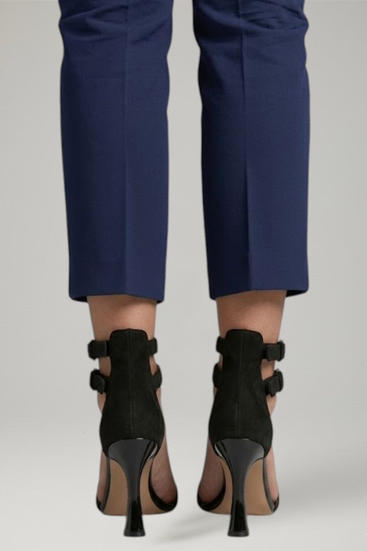 Women's Leather Sandals with Ankle Strap and Stiletto Heel
