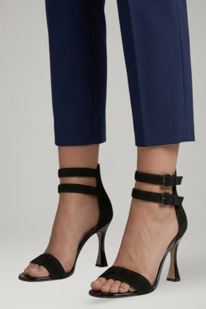 Women's Leather Sandals with Ankle Strap and Stiletto Heel