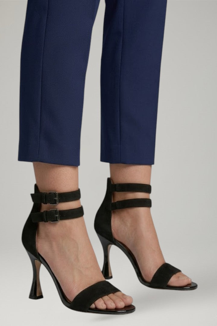 Women's Leather Sandals with Ankle Strap and Stiletto Heel