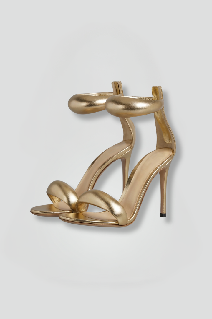 Women's Leather Sandals with High Heel for Party Wear