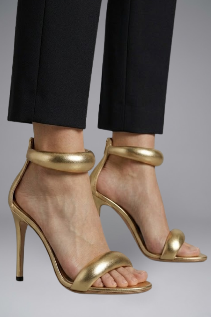 Women's Leather Sandals with High Heel for Party Wear