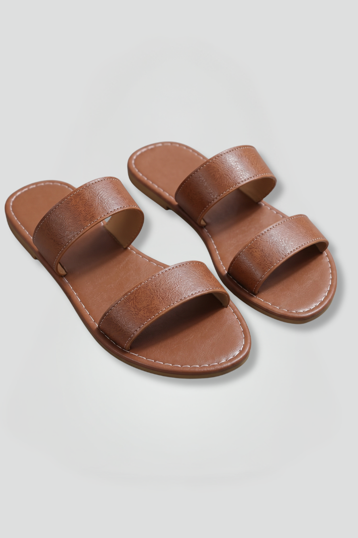 Women's Leather Sandals with Open Toe and EVA Sole