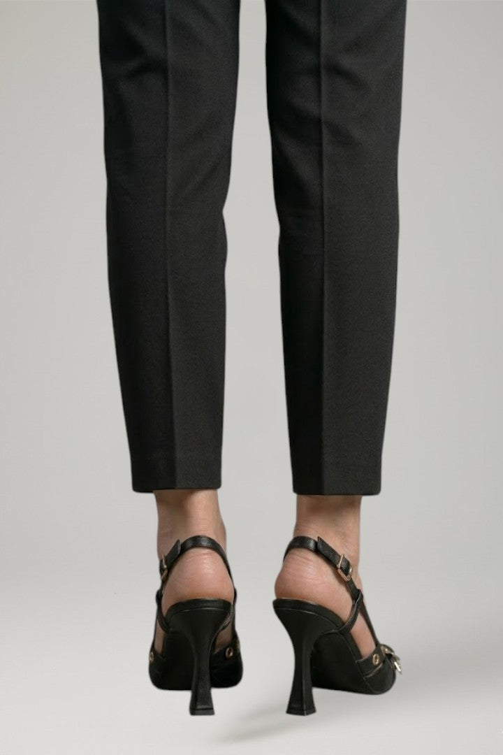 Women's Leather Sandals with Pointed Toe and Buckle