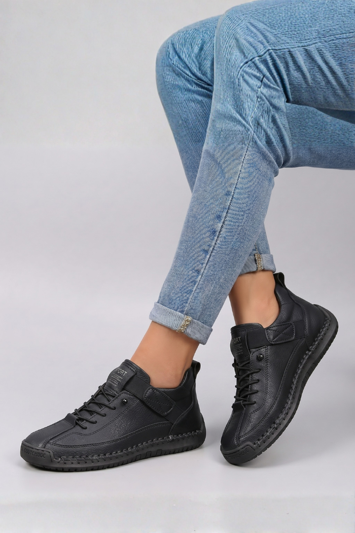 Women's Leather Trainers with Lace-Up Front for All-Day Comfort