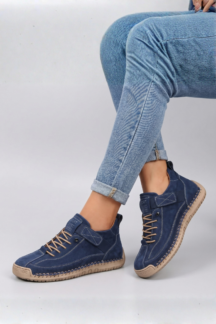 Women's Leather Trainers with Lace-Up Front for All-Day Comfort