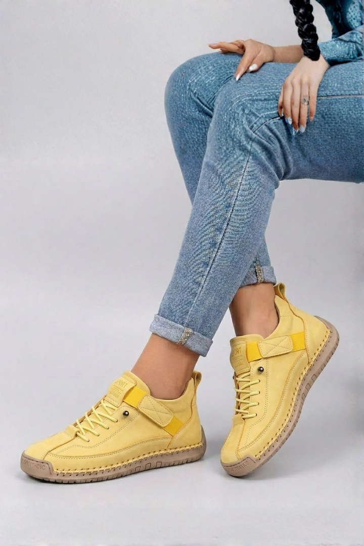 Women's Leather Trainers with Lace-Up Front for All-Day Comfort