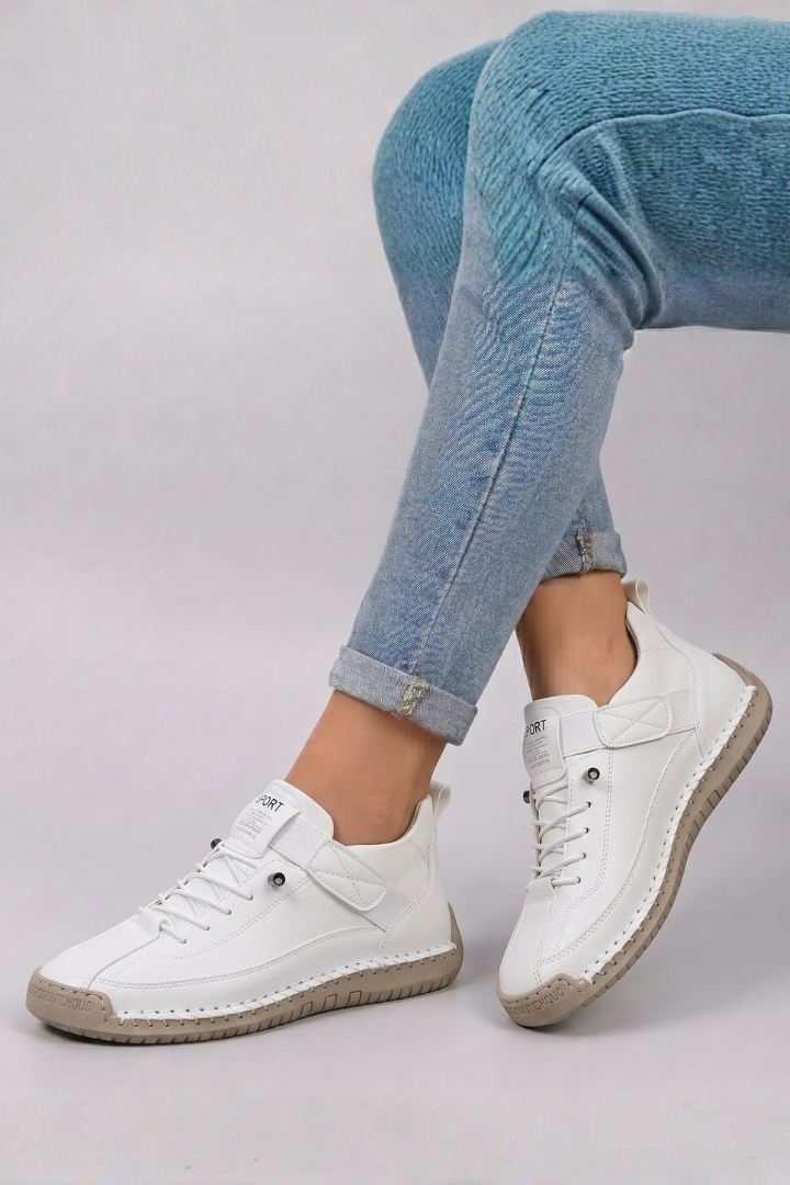 Women's Leather Trainers with Lace-Up Front for All-Day Comfort