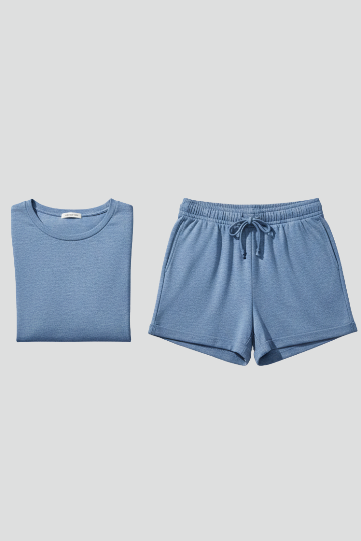 Women’s Leisure Set with Batwing Sleeves and Drawstring Waist