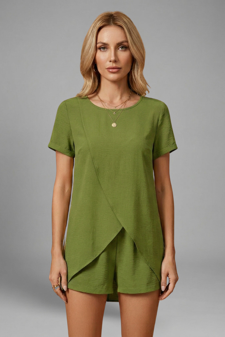 Women’s Lounge Set with Relaxed Fit and Short Sleeves