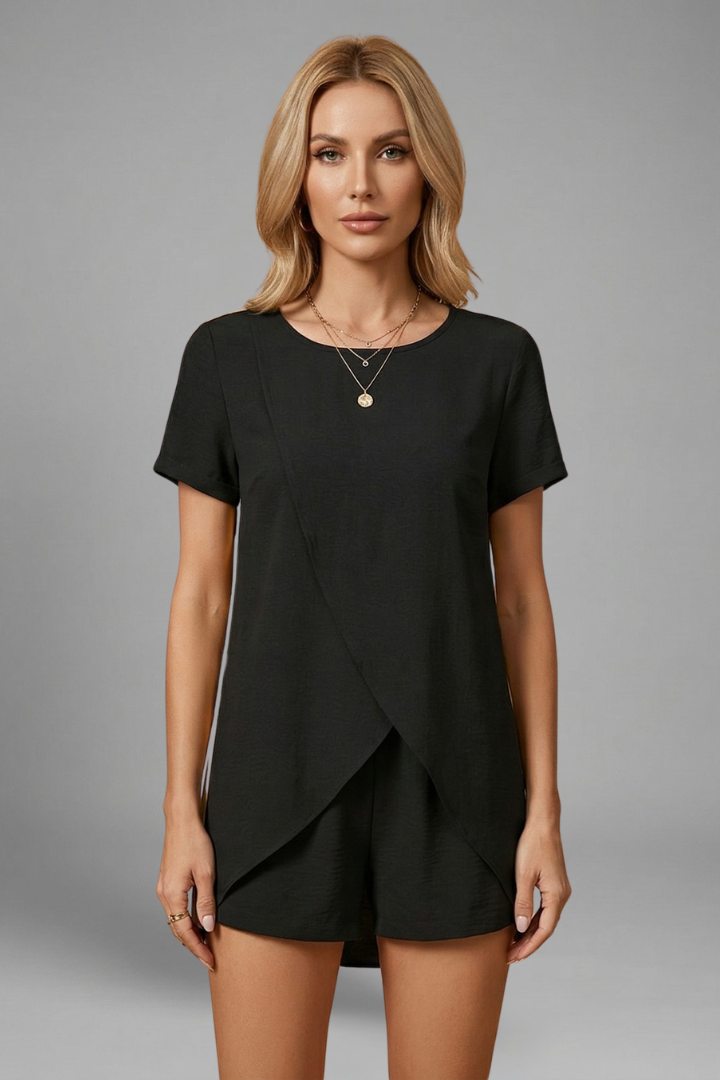 Women’s Lounge Set with Relaxed Fit and Short Sleeves
