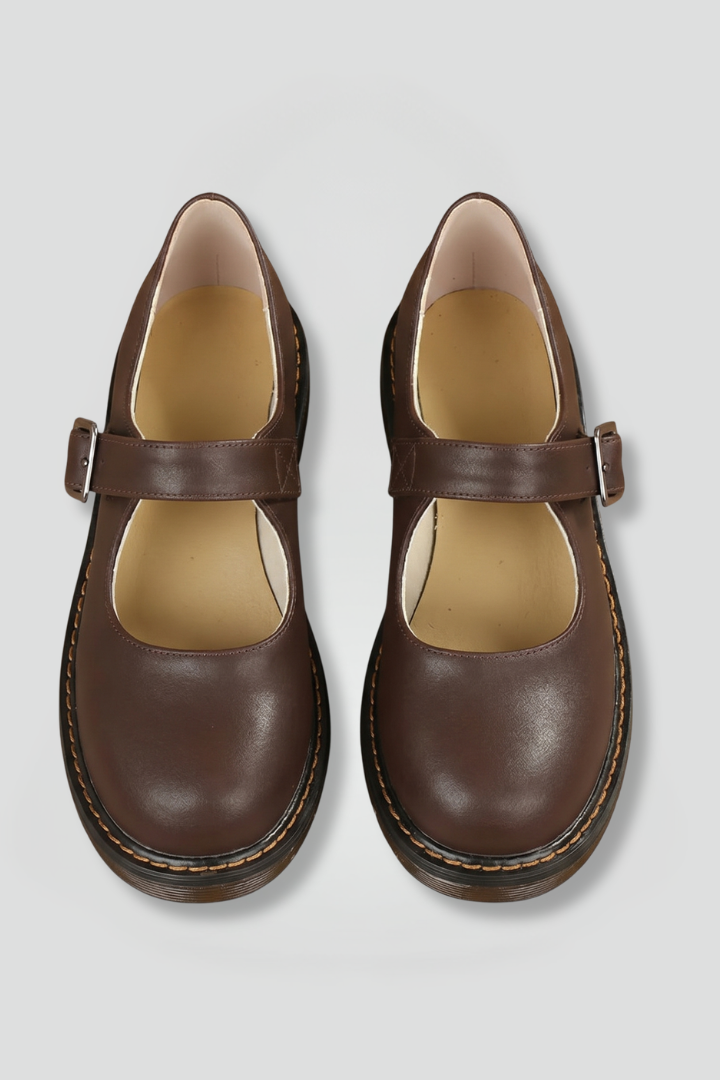 Women's Mary Jane Flat Shoes with Buckle Strap for Everyday Wear