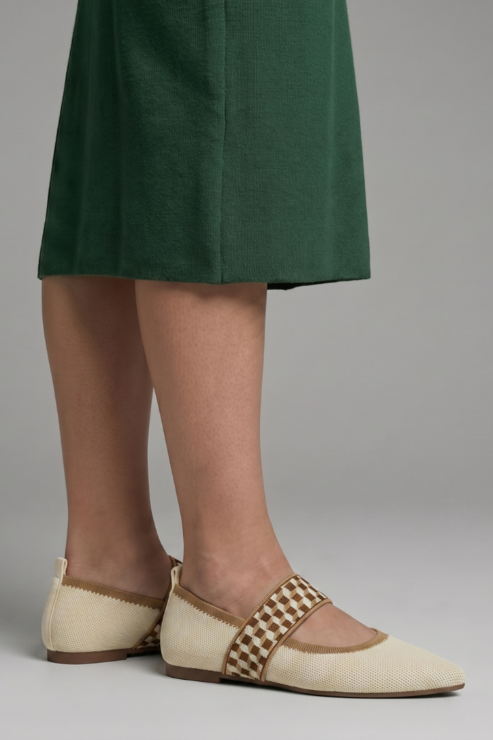 Women's Mary Jane Flat Shoes with Knit Texture for Everyday Wear