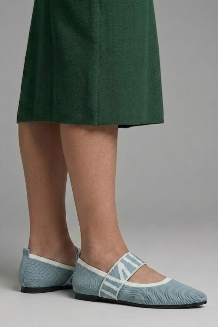 Women's Mary Jane Flat Shoes with Knit Texture for Everyday Wear