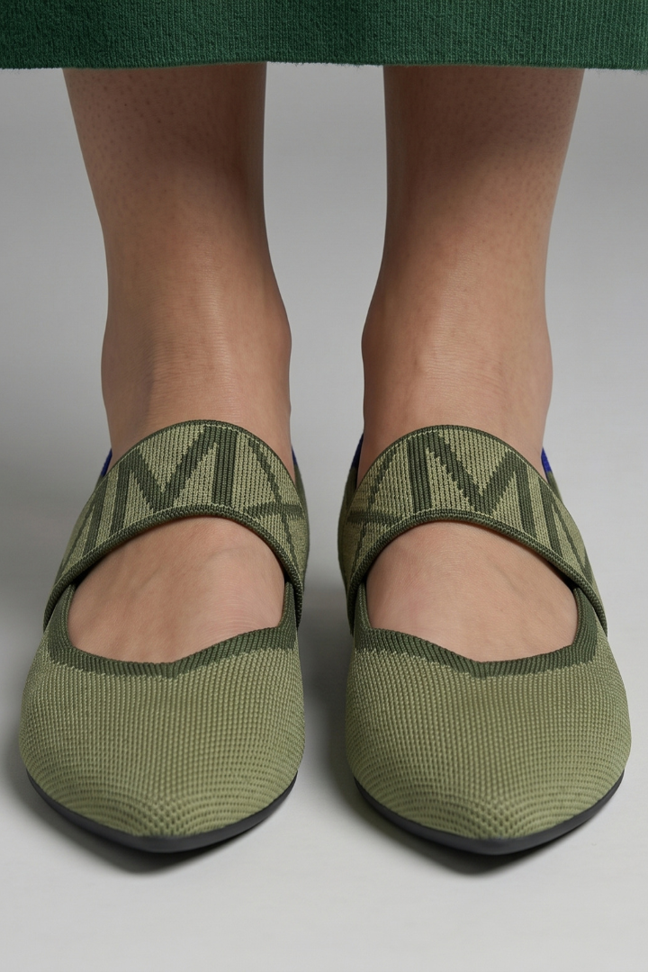 Women's Mary Jane Flat Shoes with Knit Texture for Everyday Wear