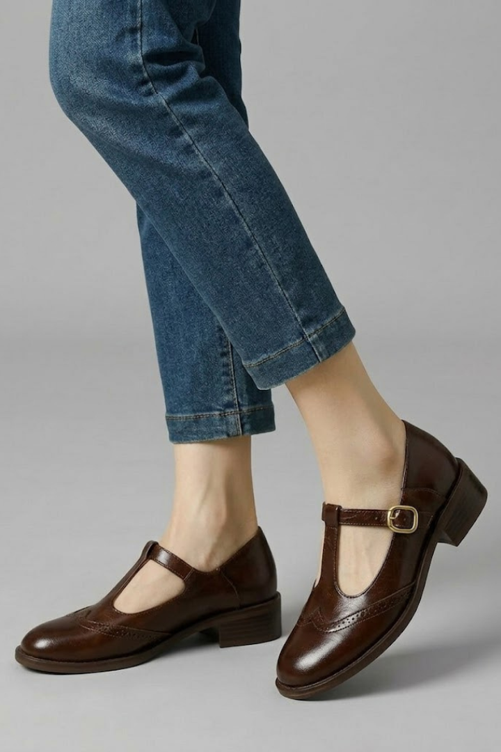 Women's Mary Jane Flat Shoes with T-Strap Closure for Everyday Wear