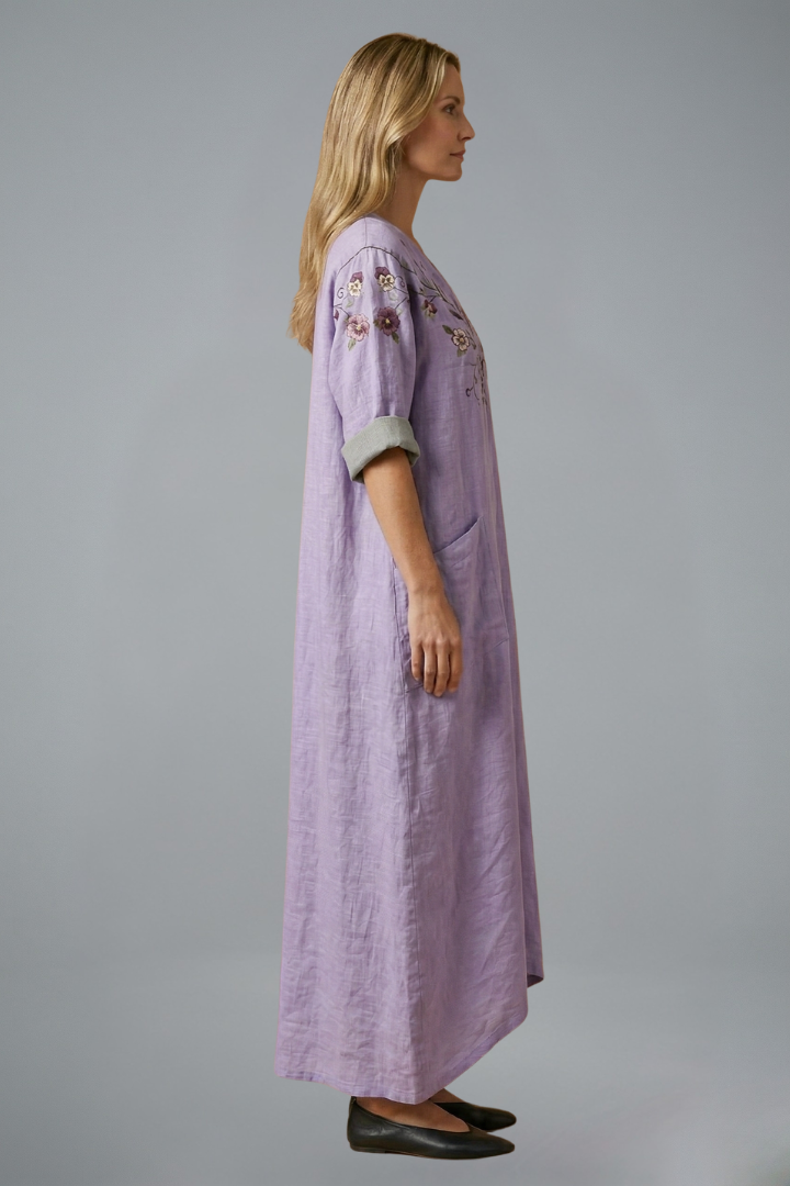 Women’s Maxi Dress with Embroidery and Side Pockets