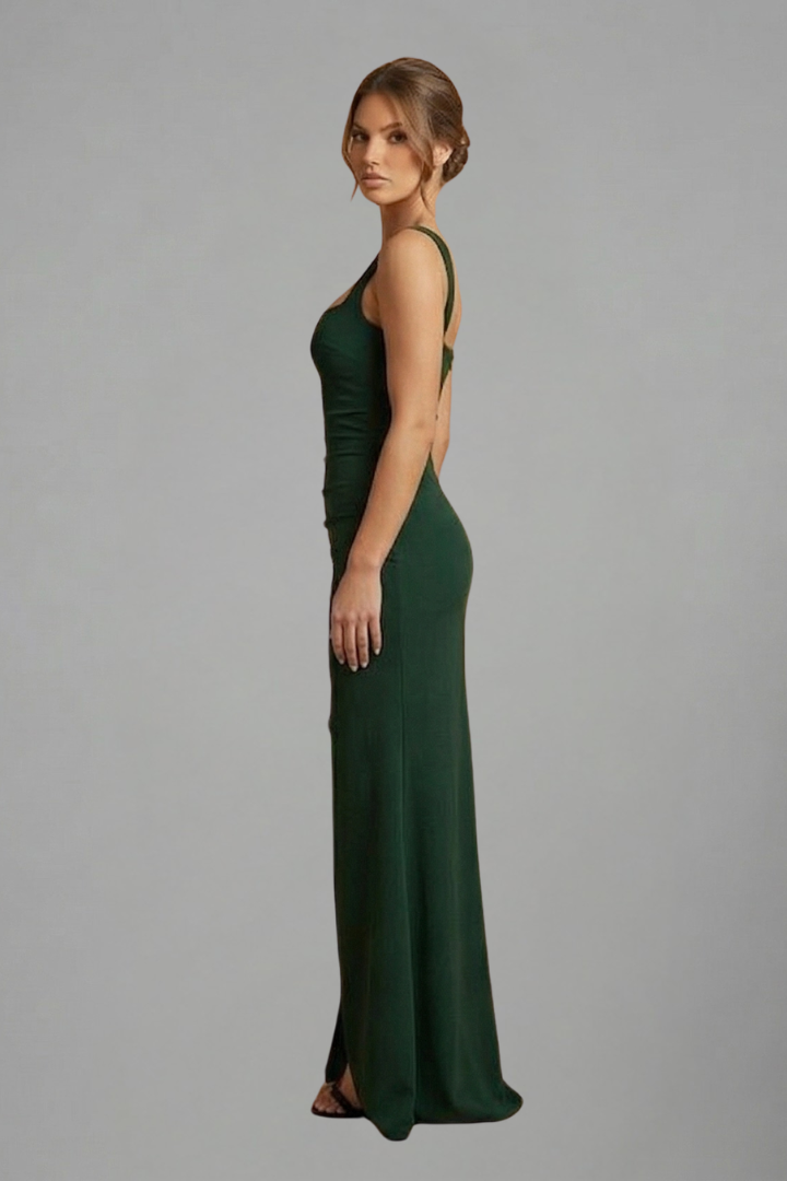 Women’s Maxi Dress with Open Back and Slip Design
