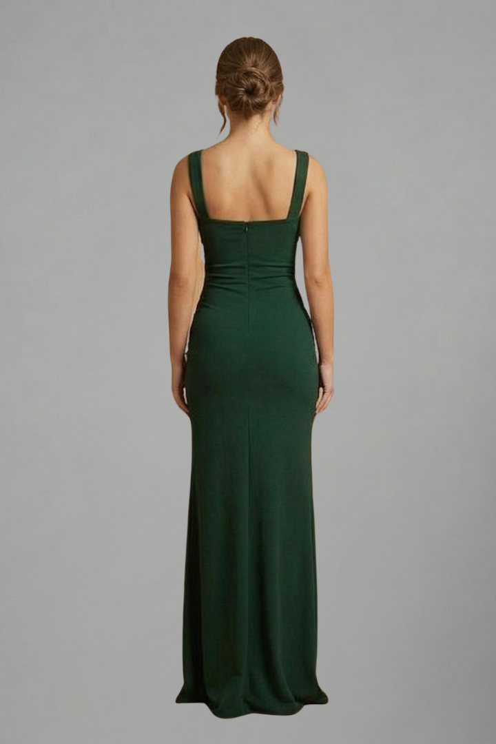 Women’s Maxi Dress with Open Back and Slip Design