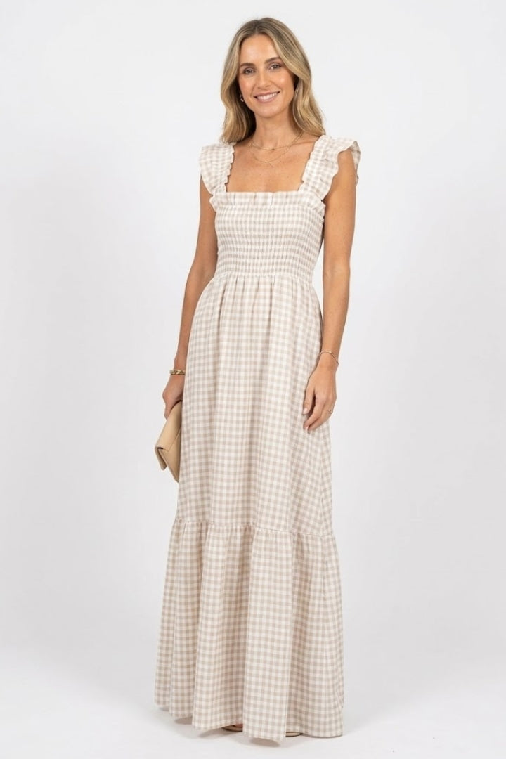 Women’s Maxi Dress with Plaid Pattern