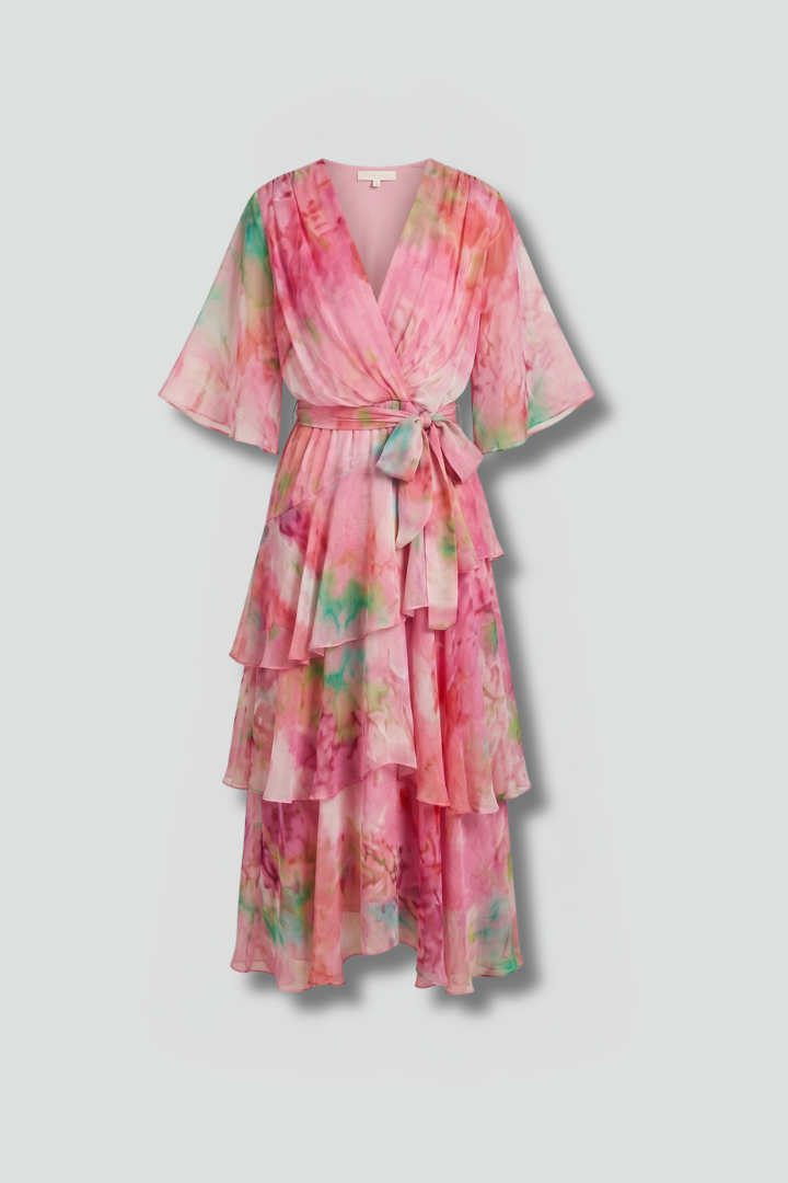 Women’s Maxi Dress with Printed Surface and Flowing Skirt