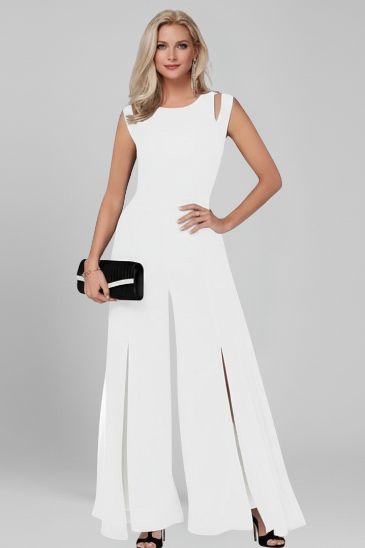 Women’s Maxi Dress with Sleeveless Cut and Side Slit