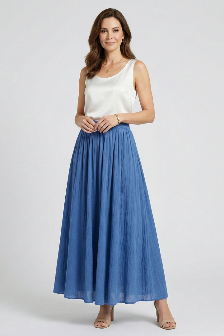 Women’s Maxi Skirt with Elastic Waist and Flared Hem