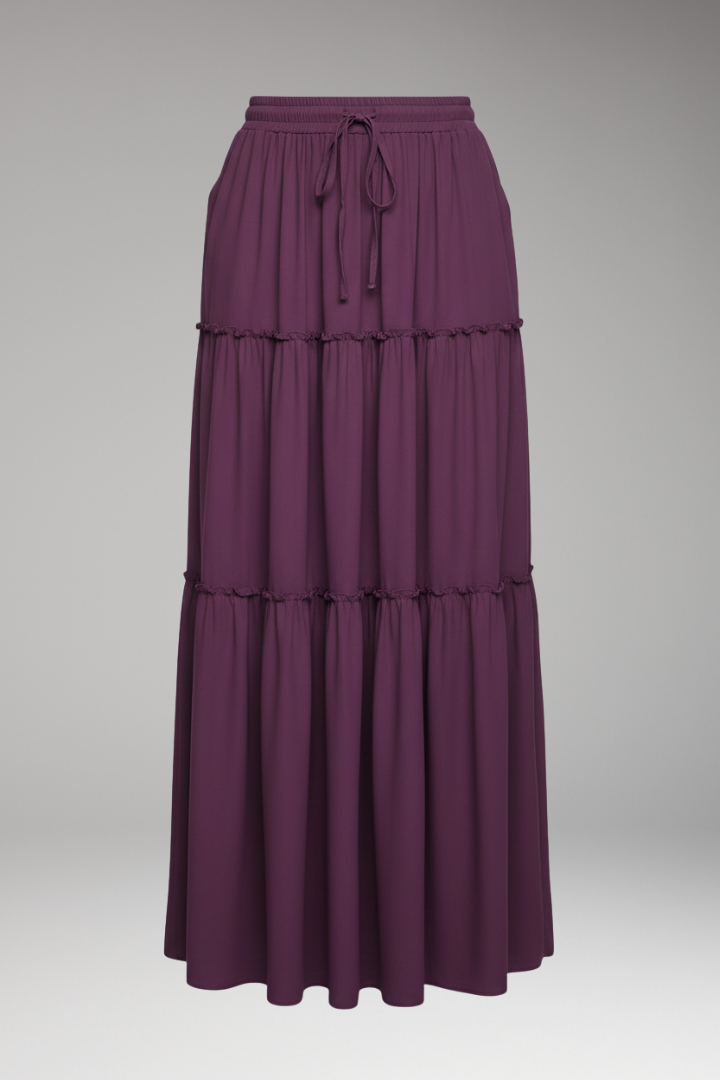 Women’s Maxi Skirt with Elastic Waist and Tiered Panels