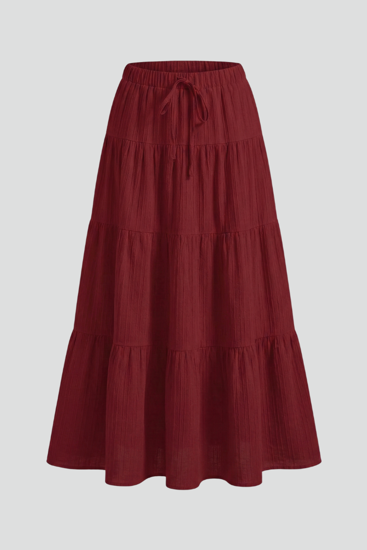 Women’s Maxi Skirt with Elastic Waist and Tiered Panels