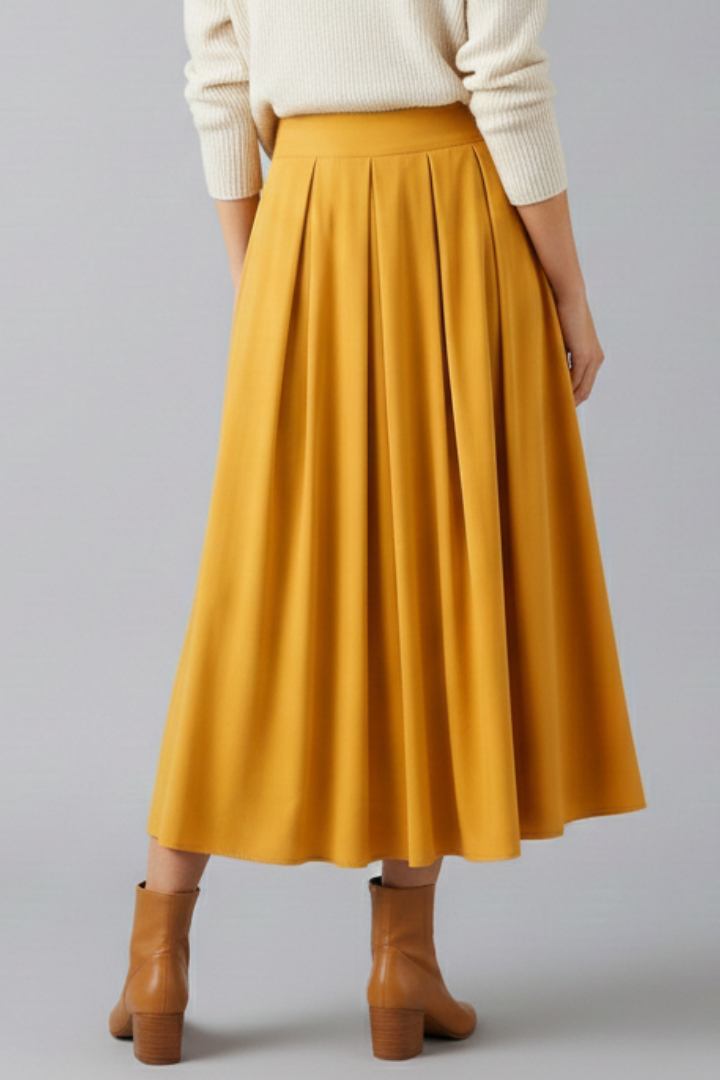 Women’s Maxi Skirt with High Waist and Pleated Front