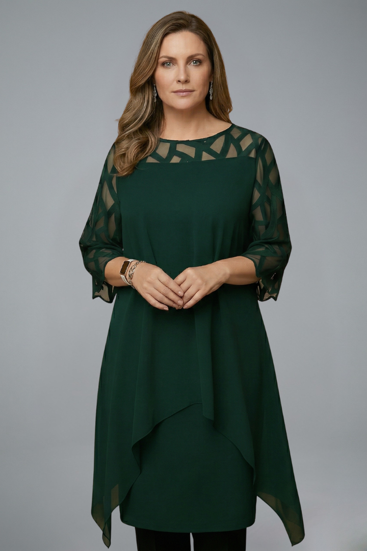 Women’s Midi Dress with Adjustable Fit and Short Sleeves