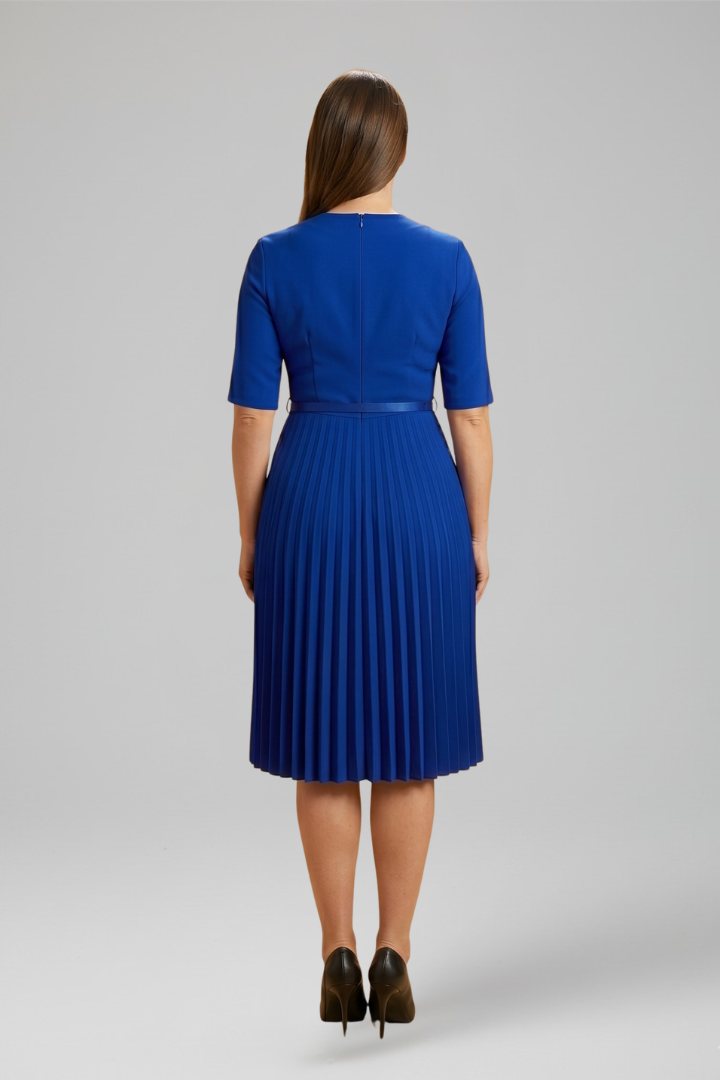 Women's Midi Dress with Asymmetrical Neckline for Cocktail Events