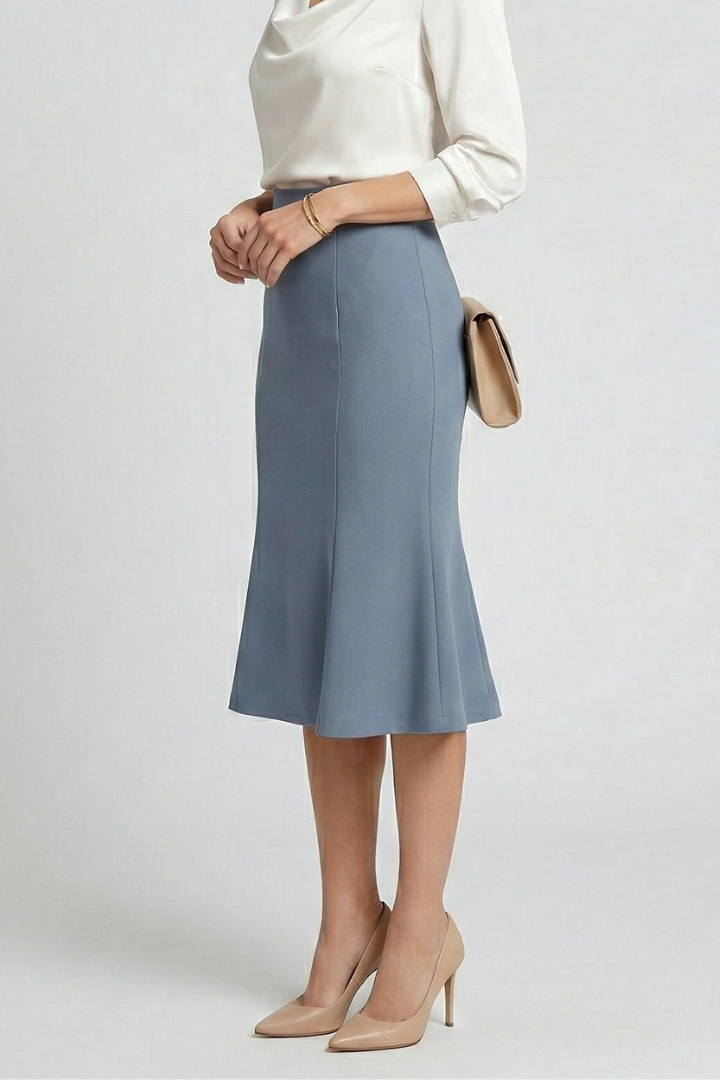 Women’s Midi Skirt with High Waist and A-Line Shape