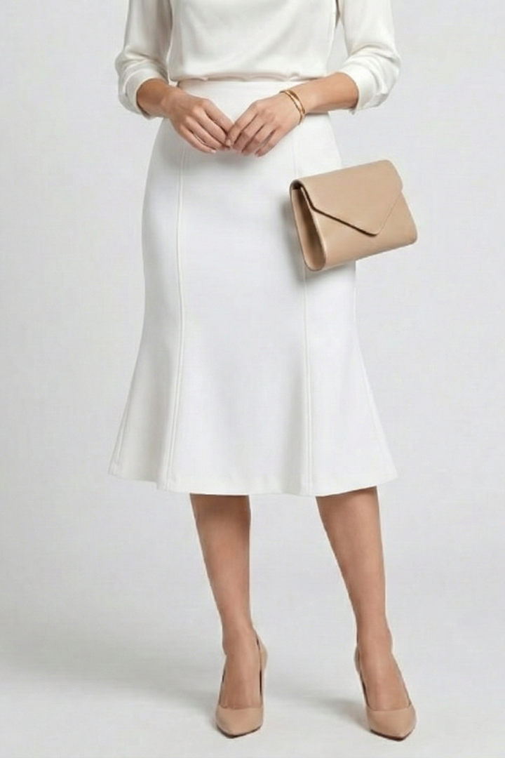 Women’s Midi Skirt with High Waist and A-Line Shape