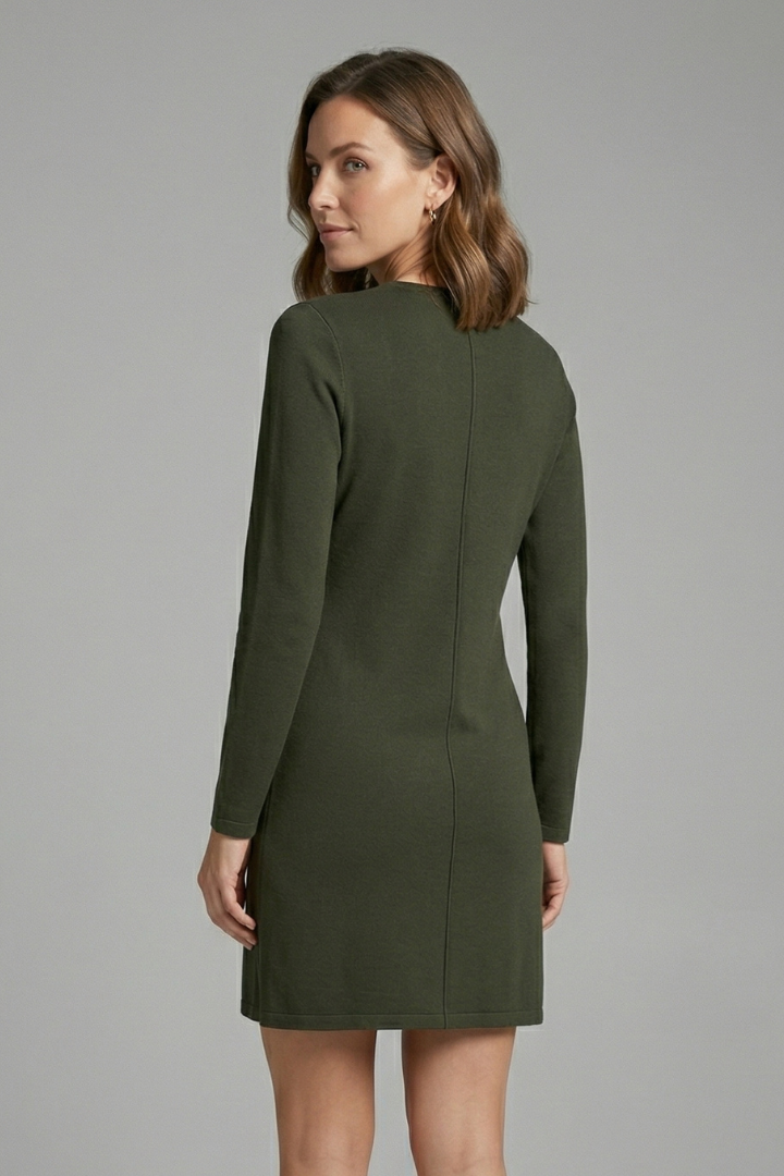 Women’s Mini Dress with Round Neck and Long Sleeves