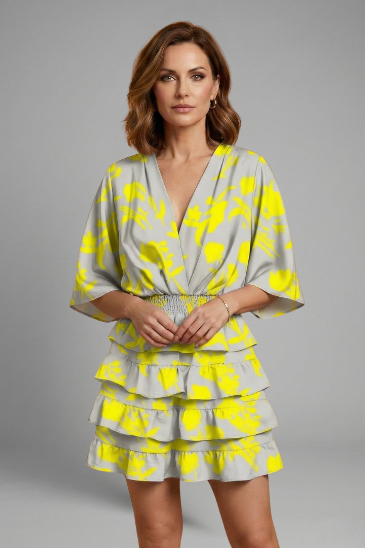 Women’s Mini Dress with Wrap Front and Ruffle Skirt