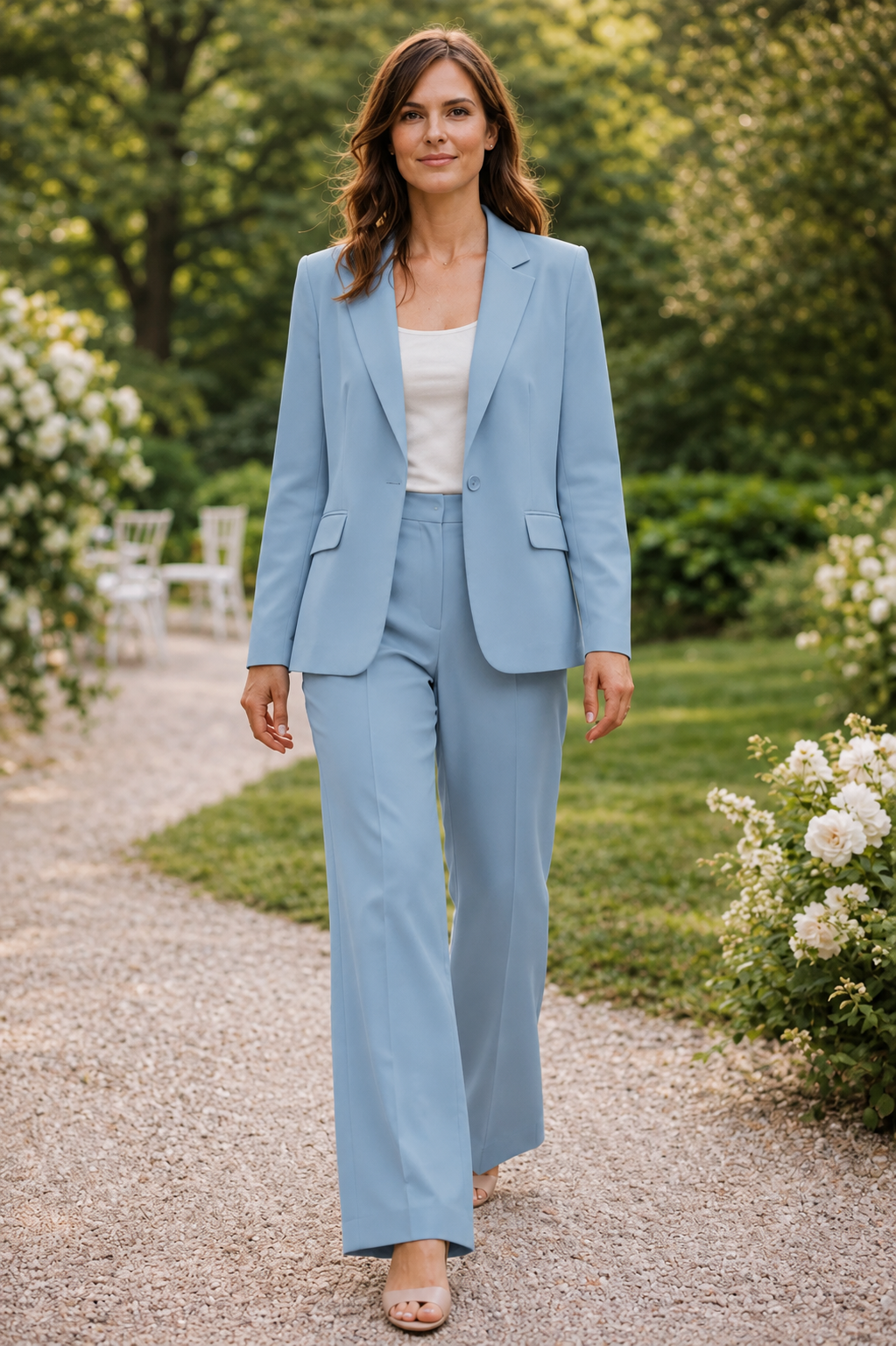 Women's Notched Collar Blazer Wide Leg Trousers Set