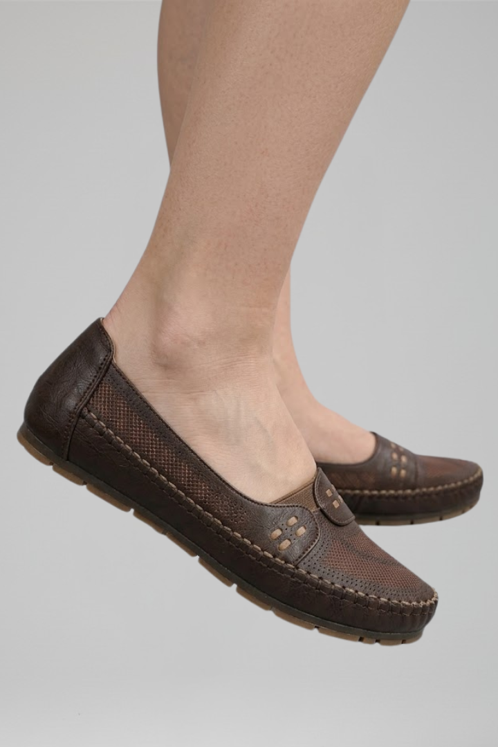 Women's Orthopaedic Flats with Perforated Upper for All-Day Comfort