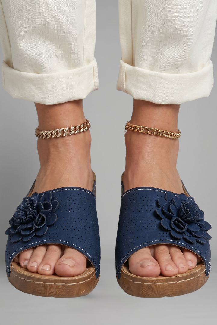Women's Orthopaedic Sandals with Floral Applique for Summer