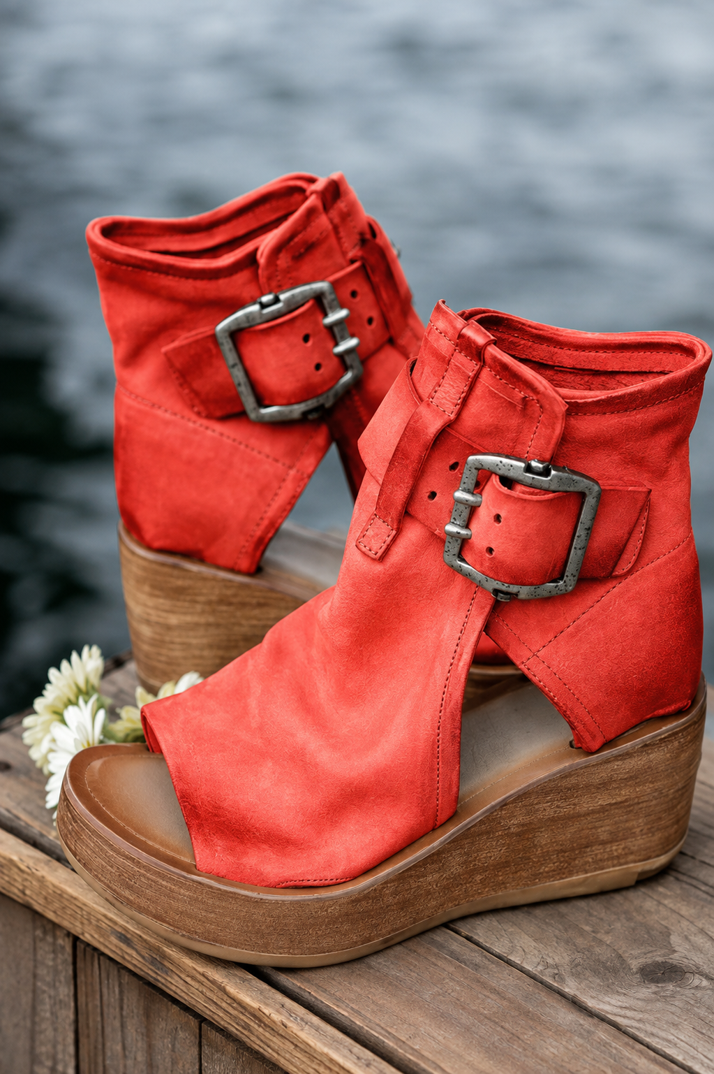Women's Orthopaedic Wedge Sandals with Buckle and Cushioned Insole