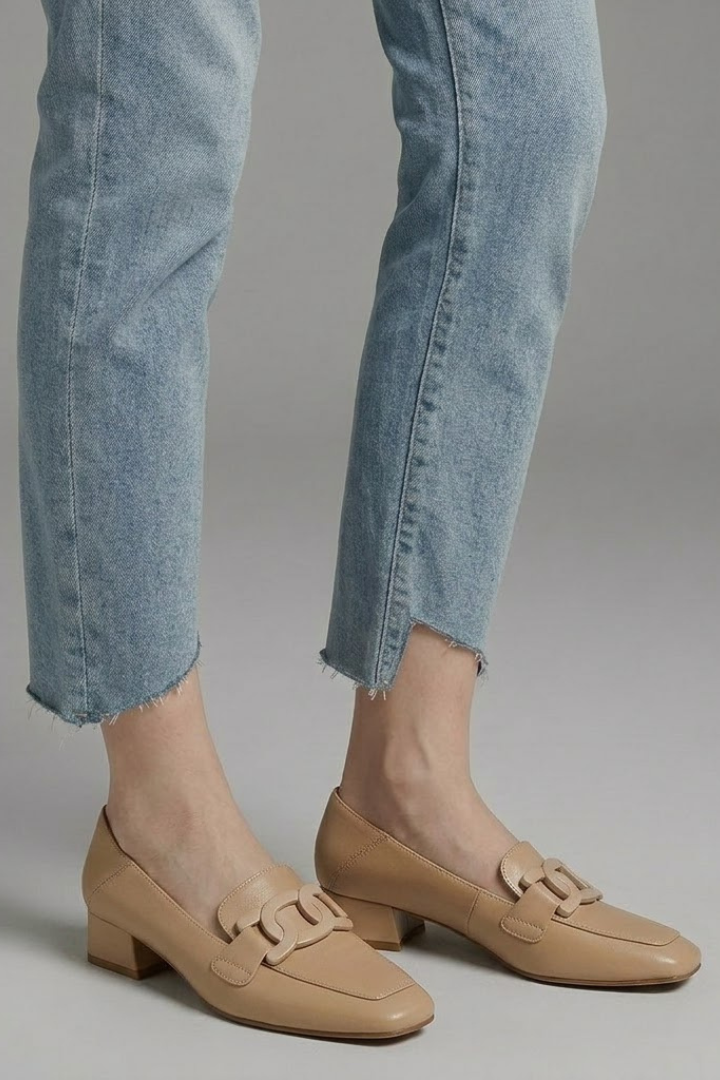 Women's Orthopedic Leather Loafers with Square Toe Shape for Everyday Wear