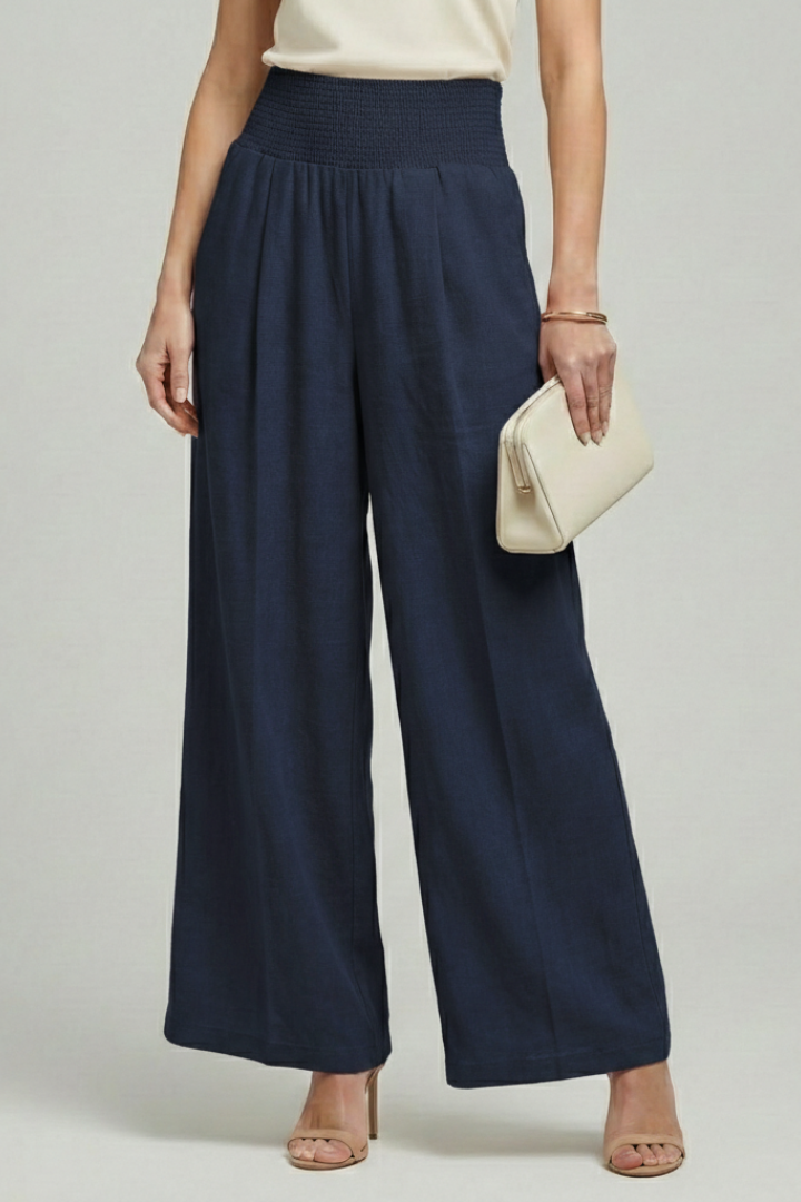 Women’s Palazzo Trousers with High Waist and Pleats