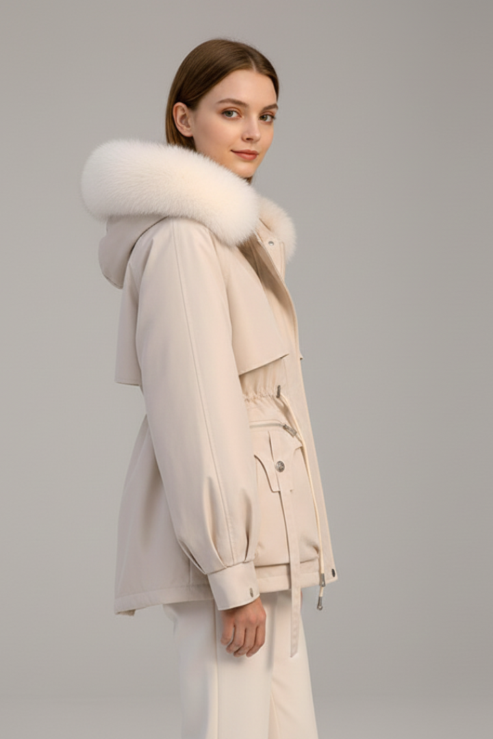 Women’s Parka Jacket with Hood and Drawcord