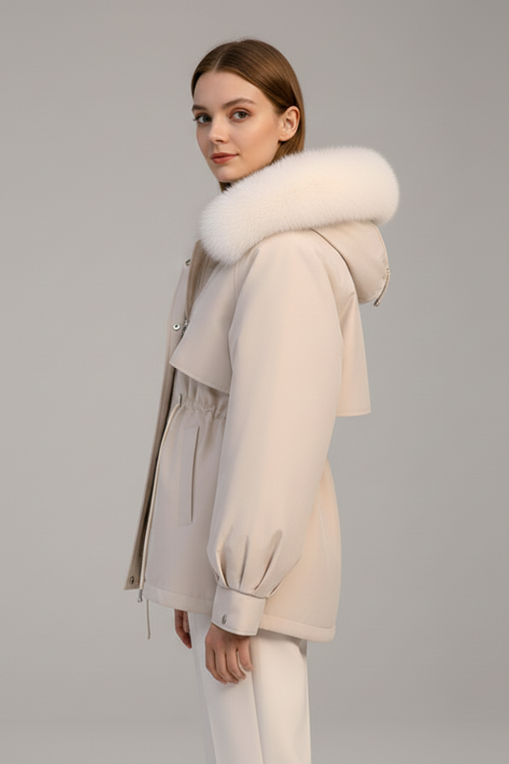 Women’s Parka Jacket with Hood and Drawcord