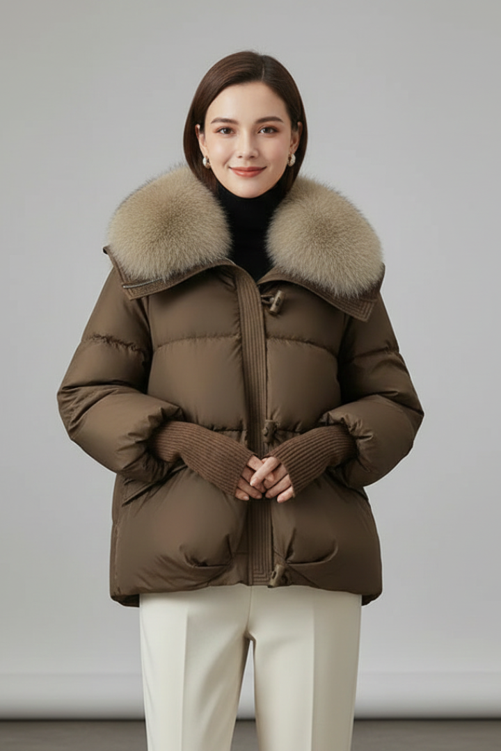 Women’s Puffer Jacket with Zip Fastening and Flap Pockets